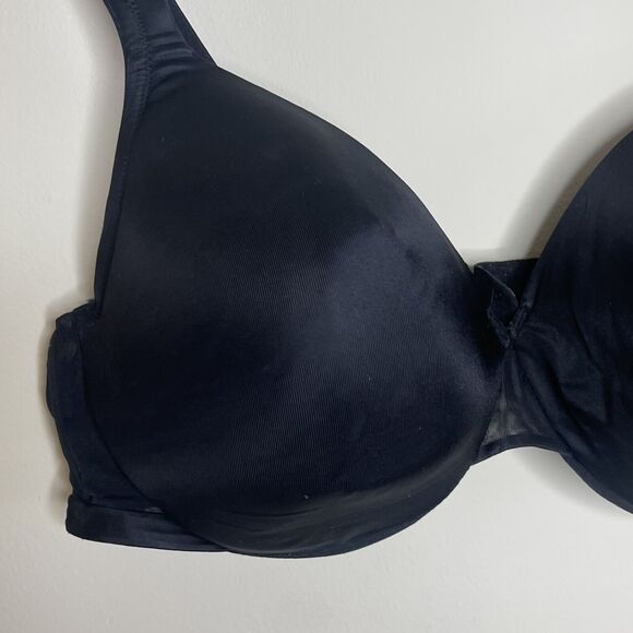 CACIQUE Women's Black Smooth Satin Lightly Lined Full Coverage Bra Sz 46C - Picture 2 of 6